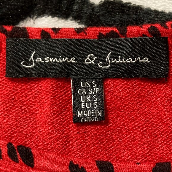 JASMINE & JULIANA Red black leopard print short sleeve top - SMALL MEDIUM shirt - Picture 2 of 13